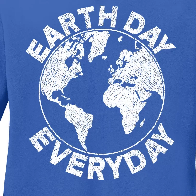 Earth Day Everyday Earth Distressed Ladies Long Sleeve Shirt