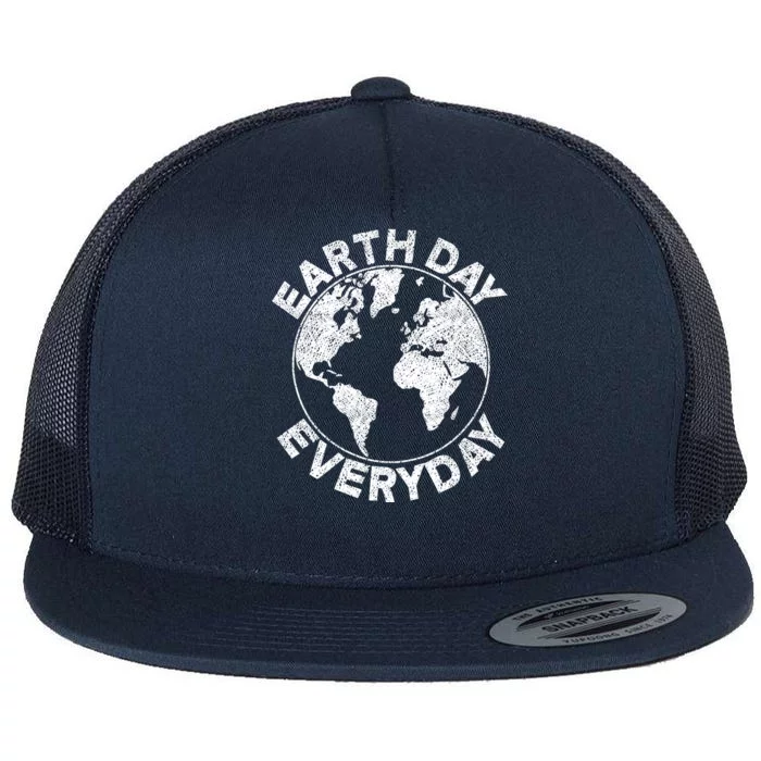 Earth Day Everyday Earth Distressed Flat Bill Trucker Hat