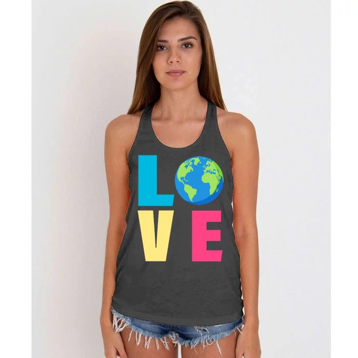 Earth Day Love Women's Knotted Racerback Tank