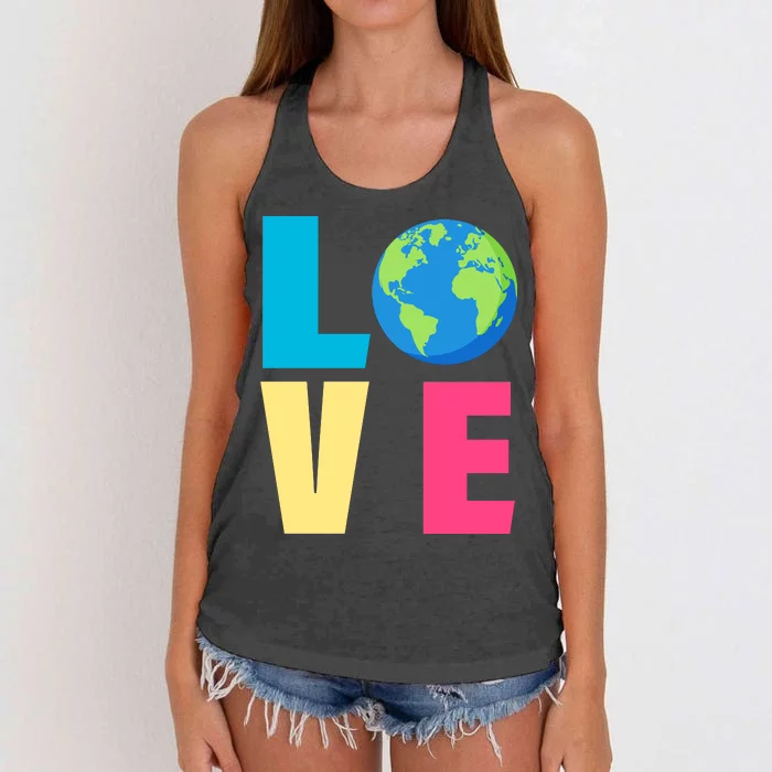 Earth Day Love Women's Knotted Racerback Tank