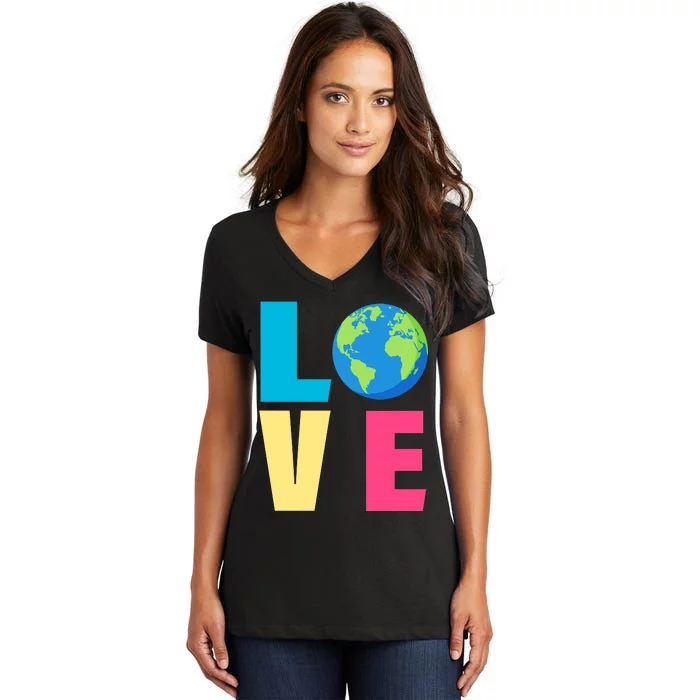 Earth Day Love Women's V-Neck T-Shirt