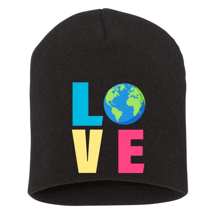 Earth Day Love Short Acrylic Beanie