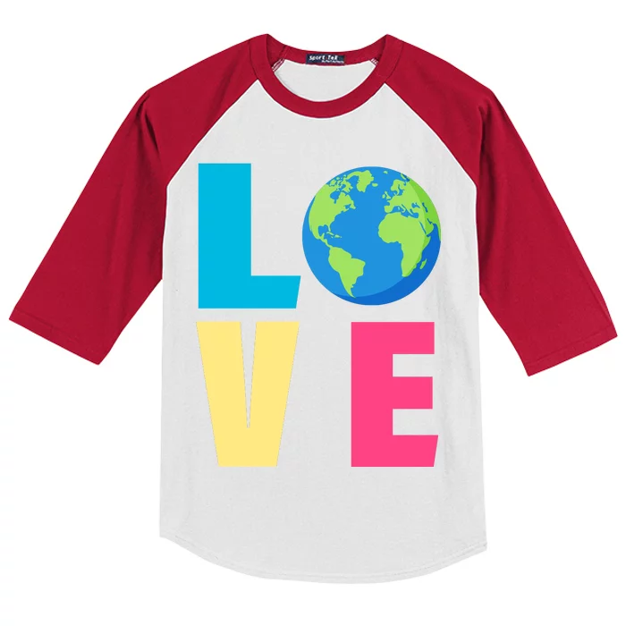 Earth Day Love Kids Colorblock Raglan Jersey