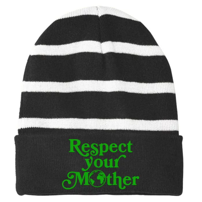 Earth Day Respect Your Mother Striped Beanie with Solid Band