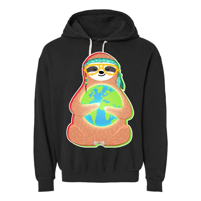 Earth Day Sloth Garment-Dyed Fleece Hoodie