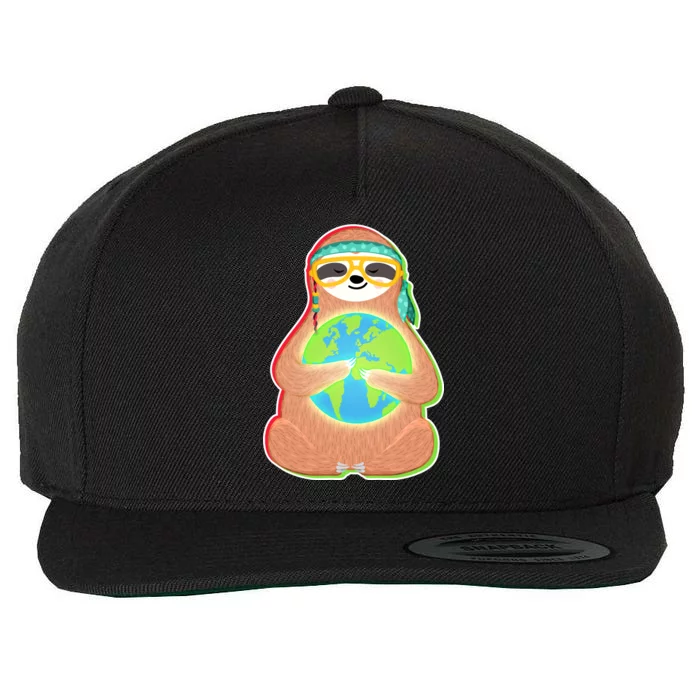 Earth Day Sloth Wool Snapback Cap