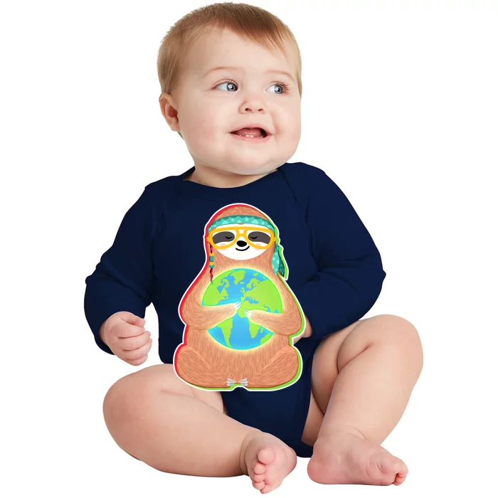 Earth Day Sloth Baby Long Sleeve Bodysuit