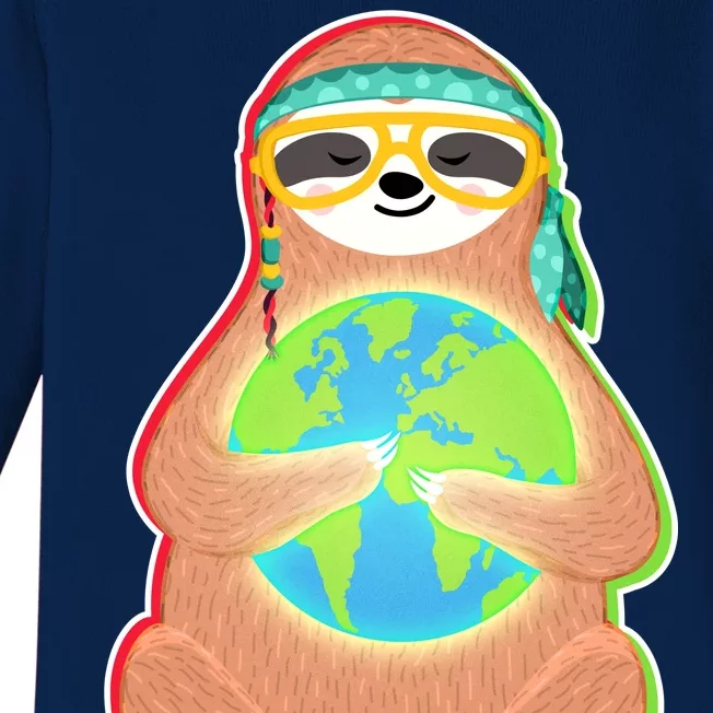 Earth Day Sloth Baby Long Sleeve Bodysuit