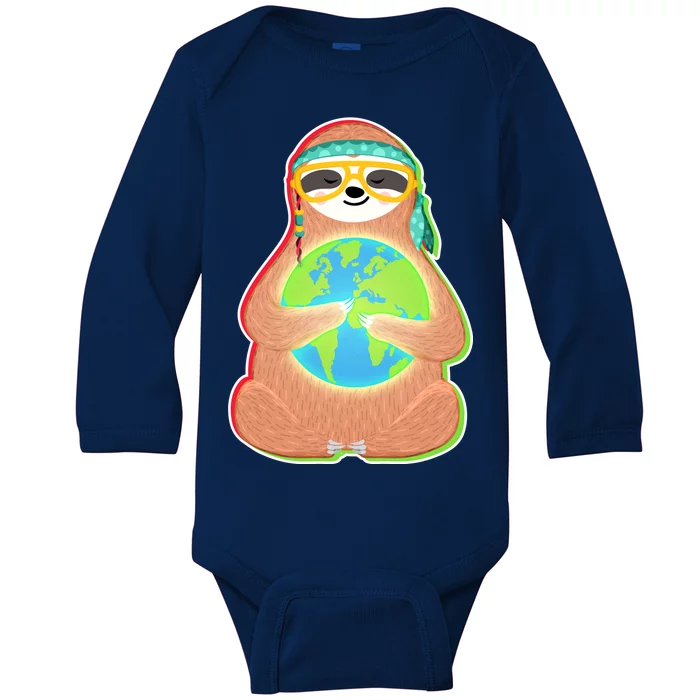 Earth Day Sloth Baby Long Sleeve Bodysuit