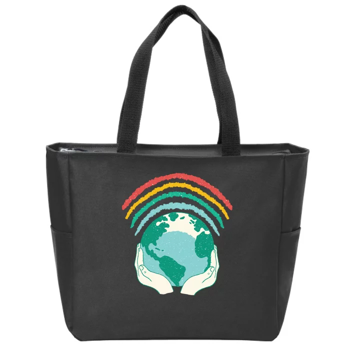 Earth Rainbow Zip Tote Bag