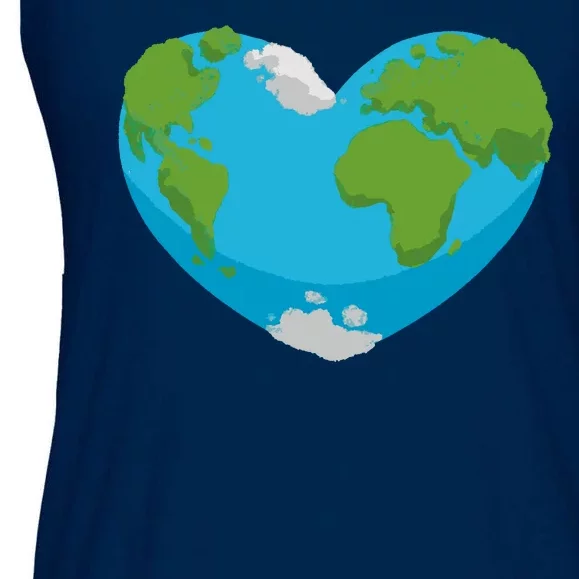 Earth Shaped Heart Ladies Essential Flowy Tank