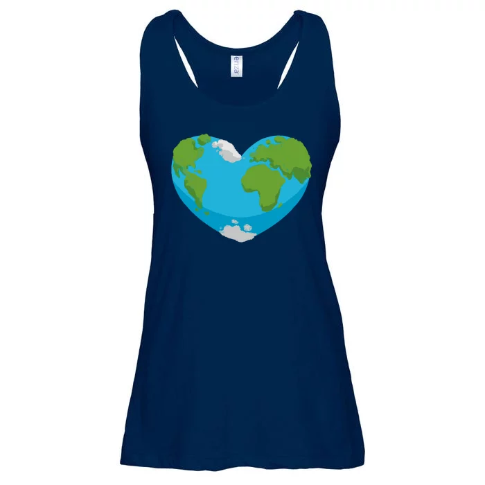 Earth Shaped Heart Ladies Essential Flowy Tank