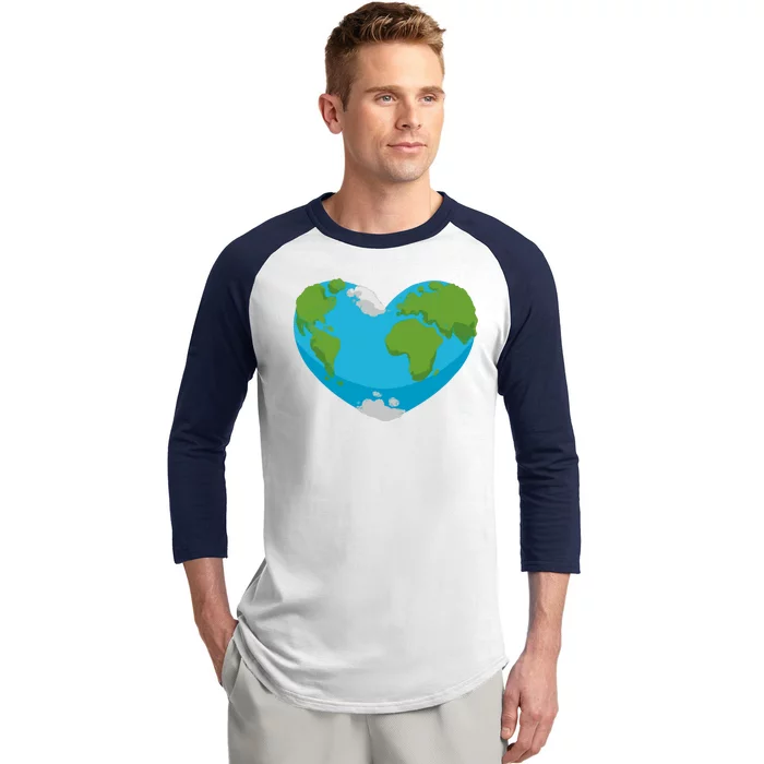 Earth Shaped Heart Baseball Sleeve Shirt