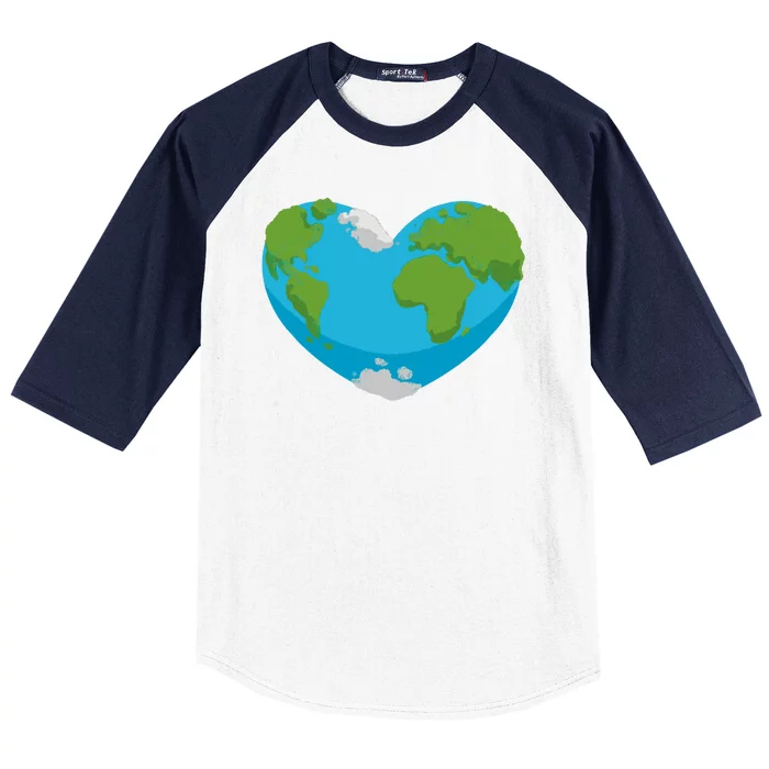 Earth Shaped Heart Baseball Sleeve Shirt