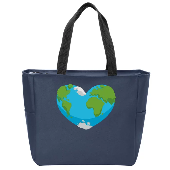 Earth Shaped Heart Zip Tote Bag