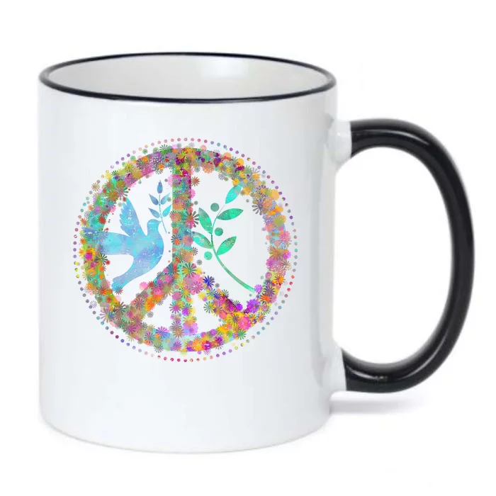 Earth Watercolor Peace Sign Black Color Changing Mug