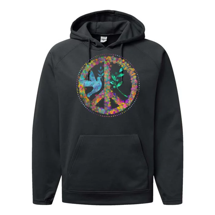 Earth Watercolor Peace Sign Performance Fleece Hoodie