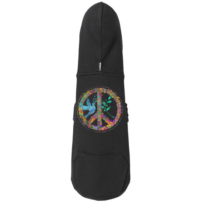 Earth Watercolor Peace Sign Doggie 3-End Fleece Hoodie