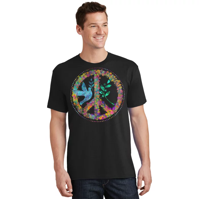 Earth Watercolor Peace Sign T-Shirt | TeeShirtPalace