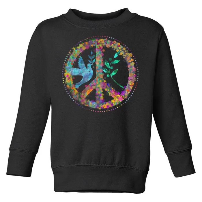 Earth Watercolor Peace Sign Toddler Sweatshirt