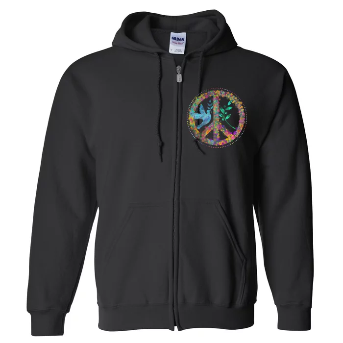 Earth Watercolor Peace Sign Full Zip Hoodie