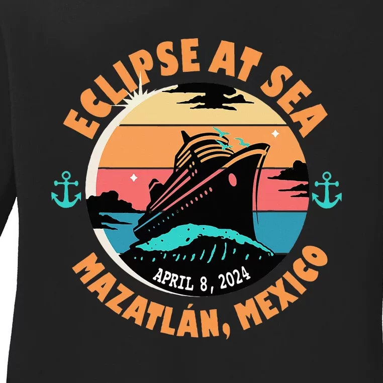 Eclipse At Sea MazatláN Mexico Total Solar Eclipse Ladies Long Sleeve Shirt