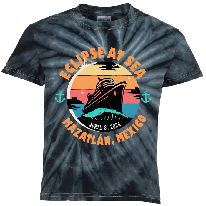 Eclipse At Sea MazatláN Mexico Total Solar Eclipse Kids Tie-Dye T-Shirt