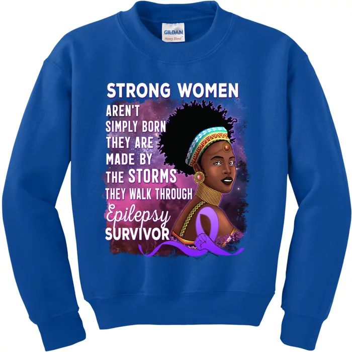 Epilepsy Awareness Strong Black Unbreakable Warrior Gift Kids Sweatshirt