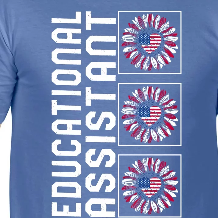 Educational Assistant Sunflower 4th Of July Usa Flag America Gift Comfort Colors T-Shirt