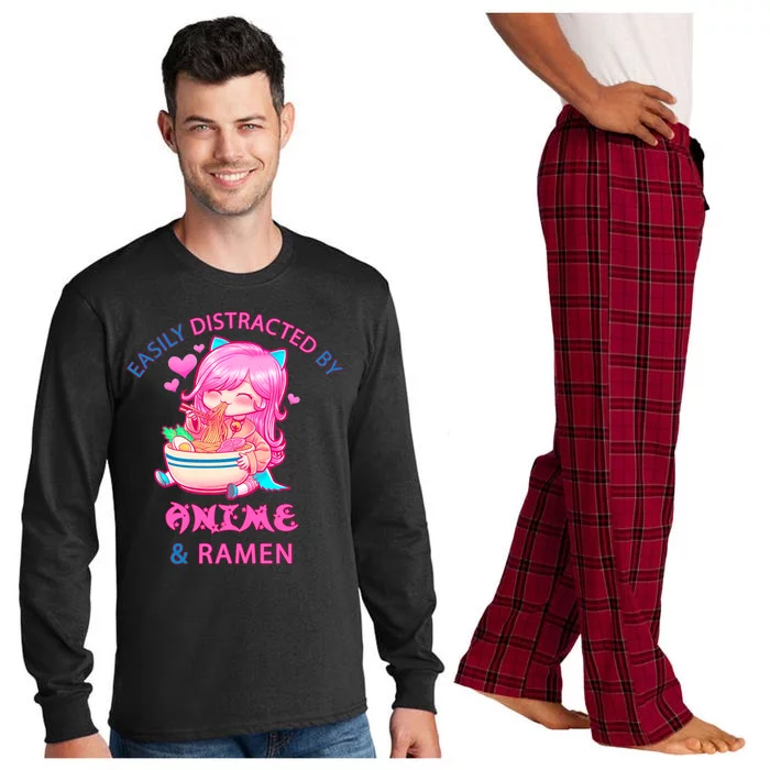 Easily Distracted By Anime & Ramen Long Sleeve Pajama Set