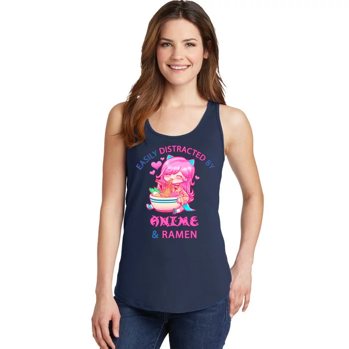 Easily Distracted By Anime & Ramen Ladies Essential Tank