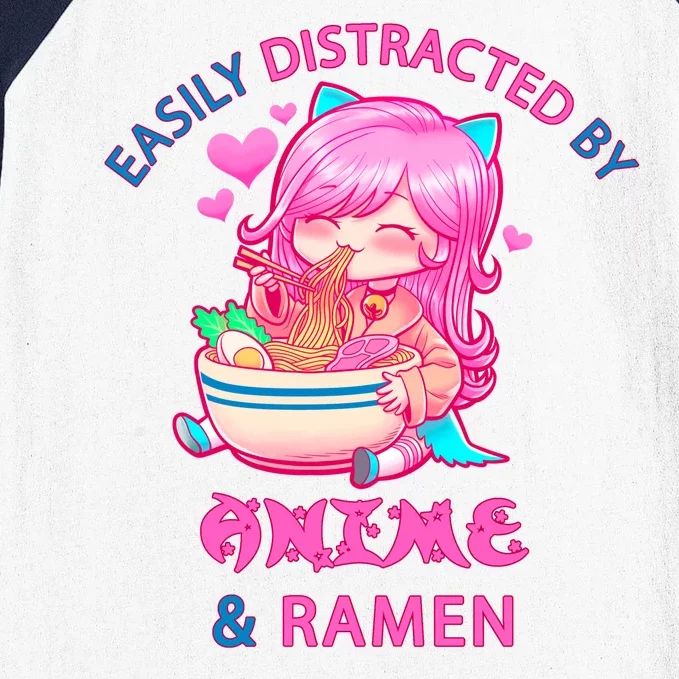 Easily Distracted By Anime & Ramen Baseball Sleeve Shirt