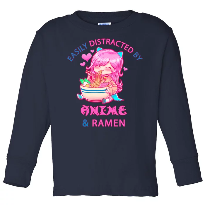 Easily Distracted By Anime & Ramen Toddler Long Sleeve Shirt