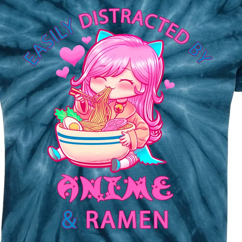 Easily Distracted By Anime & Ramen Kids Tie-Dye T-Shirt