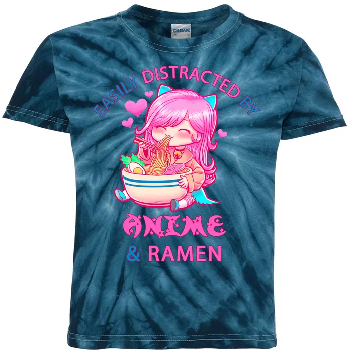 Easily Distracted By Anime & Ramen Kids Tie-Dye T-Shirt