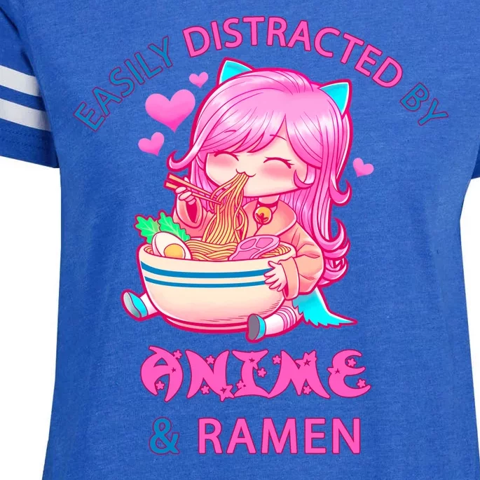 Easily Distracted By Anime & Ramen Enza Ladies Jersey Football T-Shirt