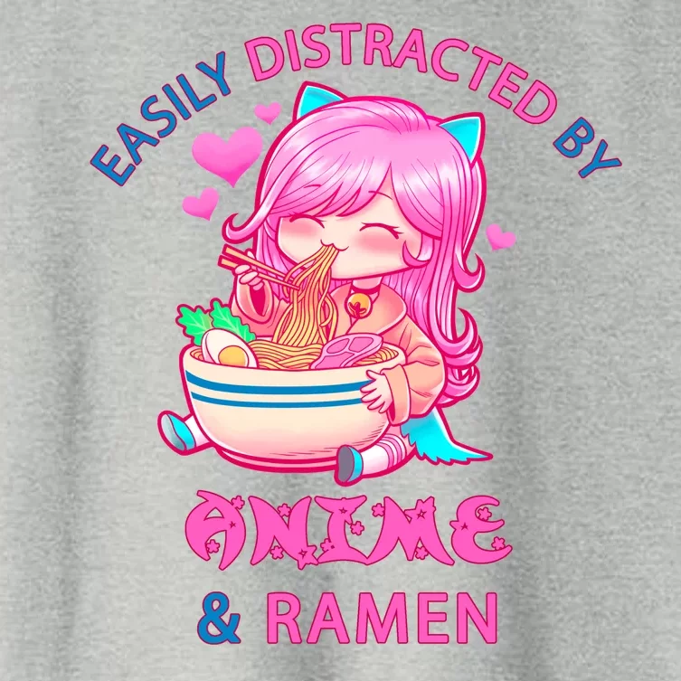 Easily Distracted By Anime & Ramen Women's Crop Top Tee