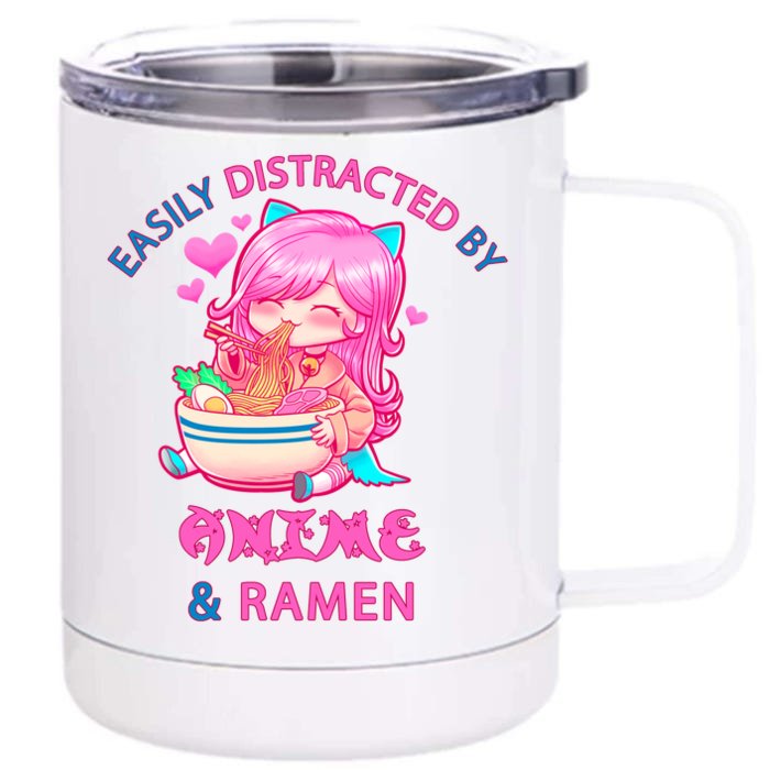 Easily Distracted By Anime & Ramen Front & Back 12oz Stainless Steel Tumbler Cup