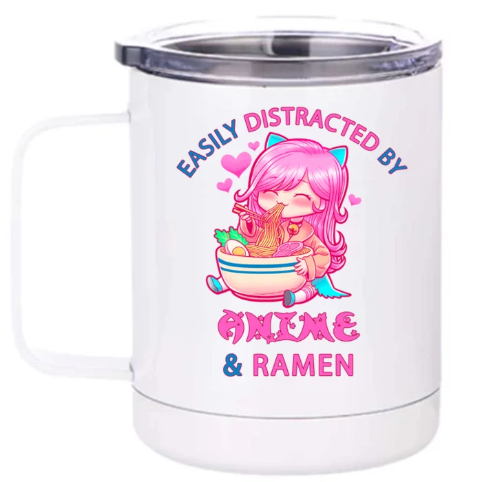 Easily Distracted By Anime & Ramen Front & Back 12oz Stainless Steel Tumbler Cup