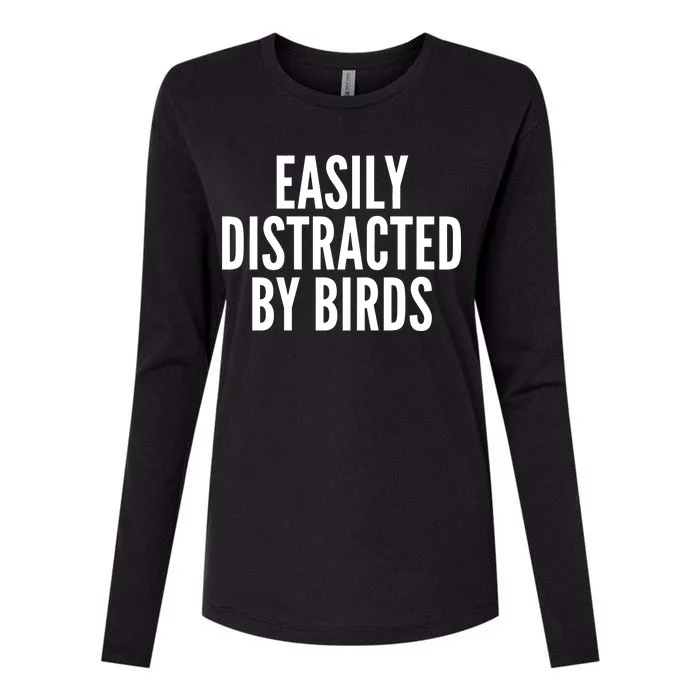 Easily Distracted By Birds Womens Cotton Relaxed Long Sleeve T-Shirt