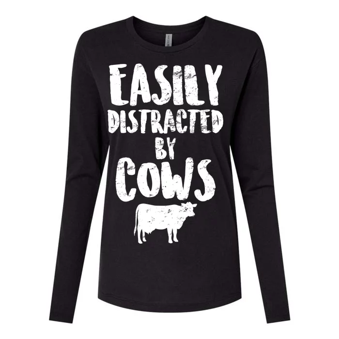 Easily Distracted By Cows Womens Cotton Relaxed Long Sleeve T-Shirt