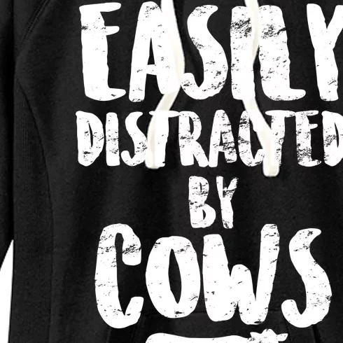 Easily Distracted By Cows Women's Fleece Hoodie