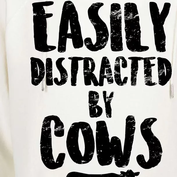 Easily Distracted By Cows Womens Funnel Neck Pullover Hood