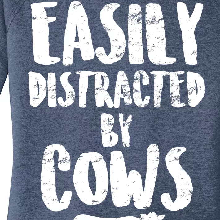 Easily Distracted By Cows Women's Perfect Tri Tunic Long Sleeve Shirt