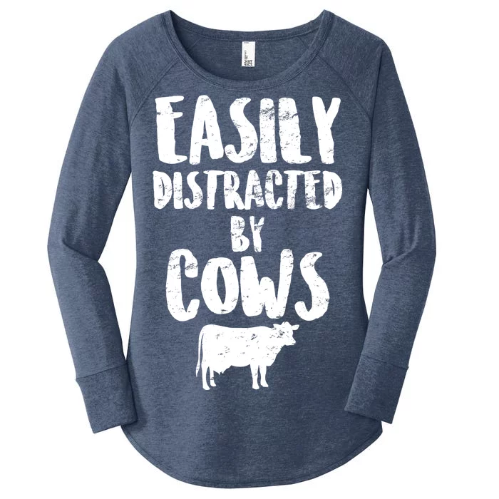 Easily Distracted By Cows Women's Perfect Tri Tunic Long Sleeve Shirt