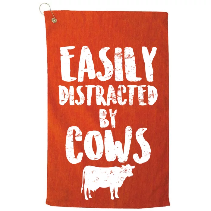 Easily Distracted By Cows Platinum Collection Golf Towel