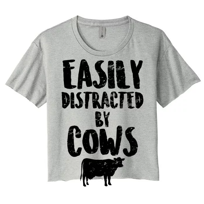 Easily Distracted By Cows Women's Crop Top Tee