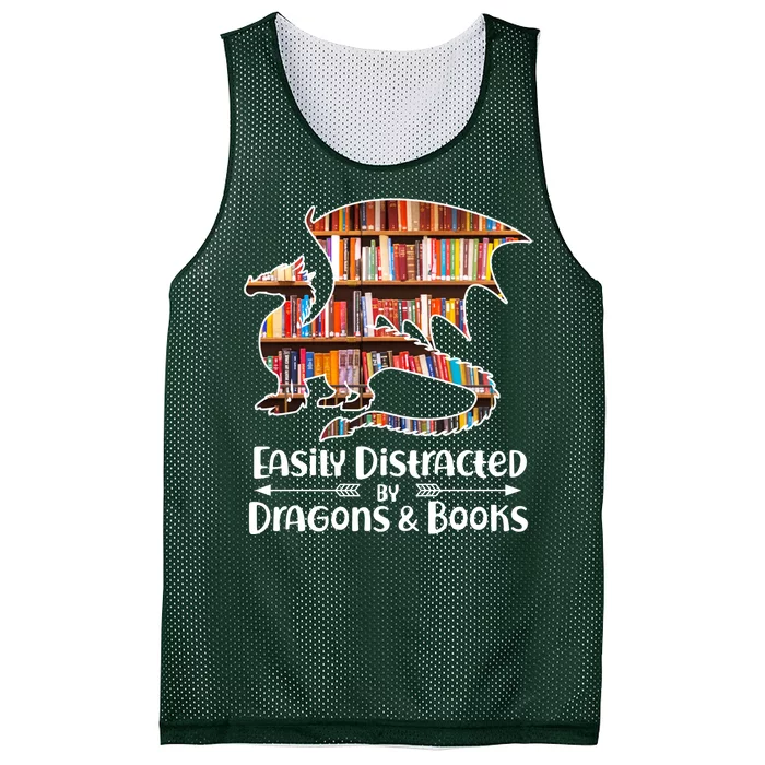 Easily Distracted By Dragons And Books Mesh Reversible Basketball Jersey Tank