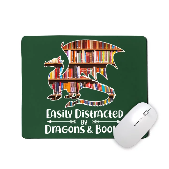 Easily Distracted By Dragons And Books Mousepad