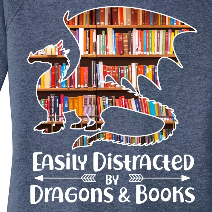 Easily Distracted By Dragons And Books Women's Perfect Tri Tunic Long Sleeve Shirt